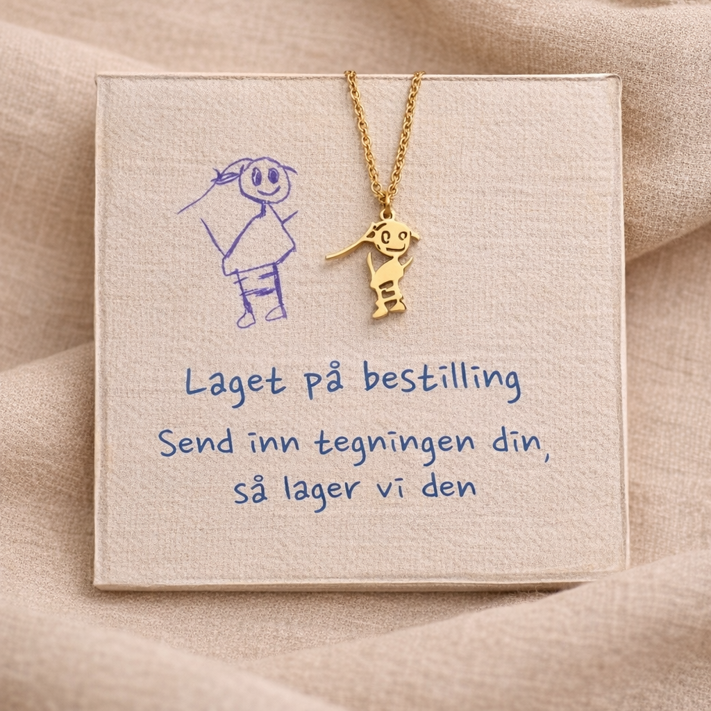 Gjør barnets tegning om til et personlig smykke 💛