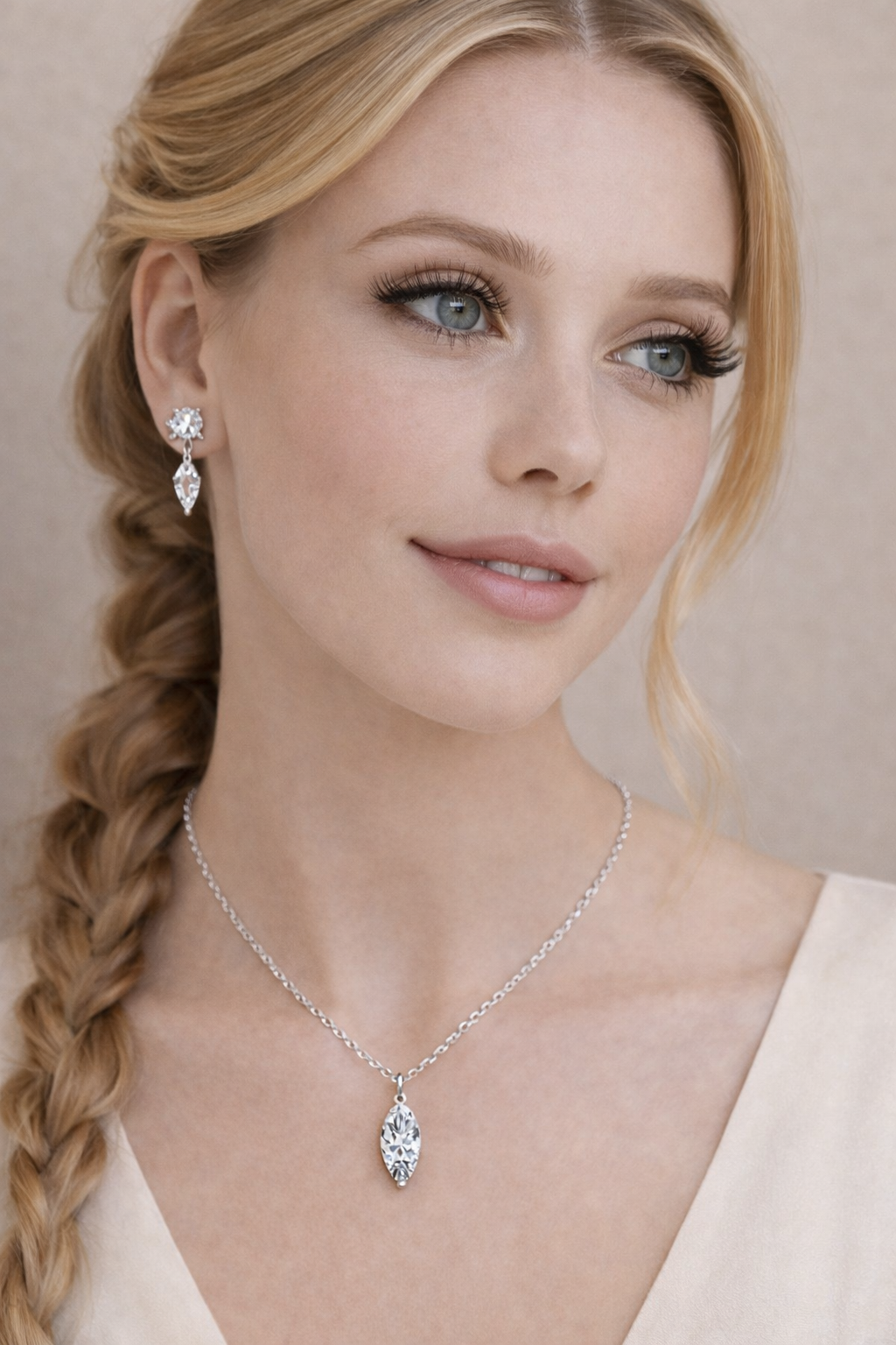 Crystal Drop Sett – 925 Sterlingsølv