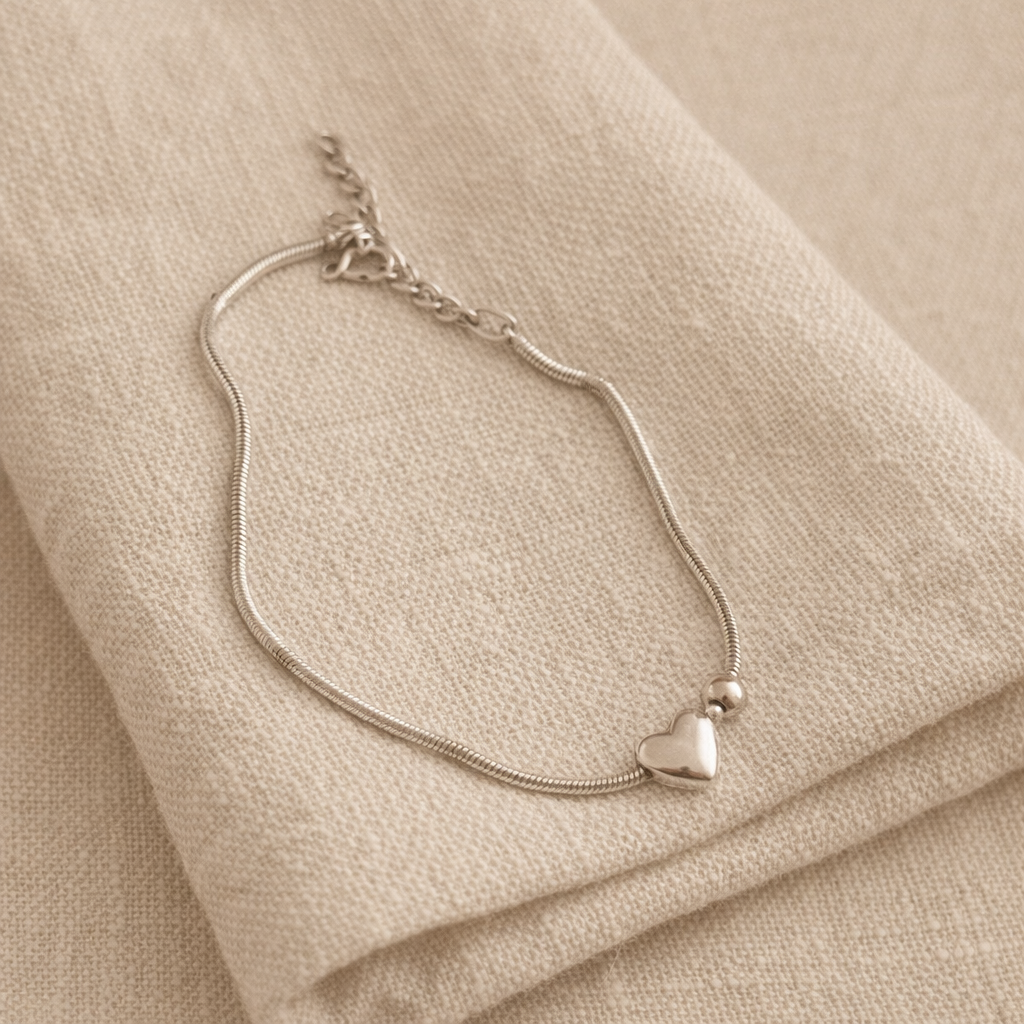 Sølv hjertearmbånd S925 – minimalistisk justerbart armbånd, elegant smykke, perfekt gave til henne
