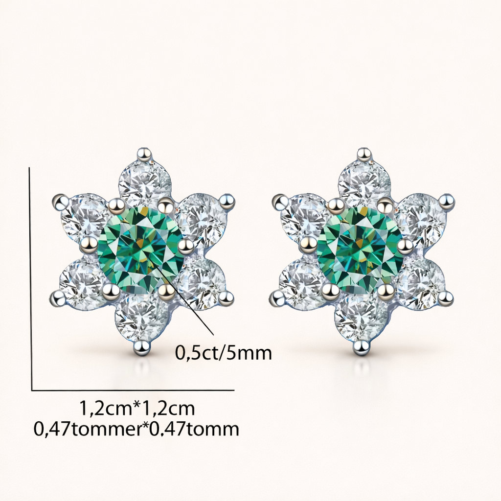 Blomster Øredobber Med Moissanitt