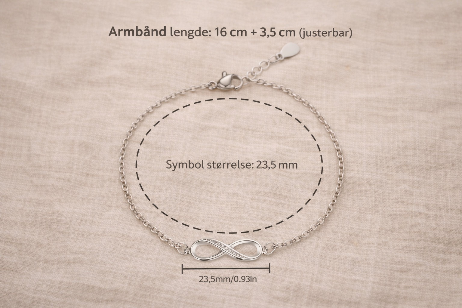 Armbånd i ekte 925 sterling sølv – Uendelig symbol
