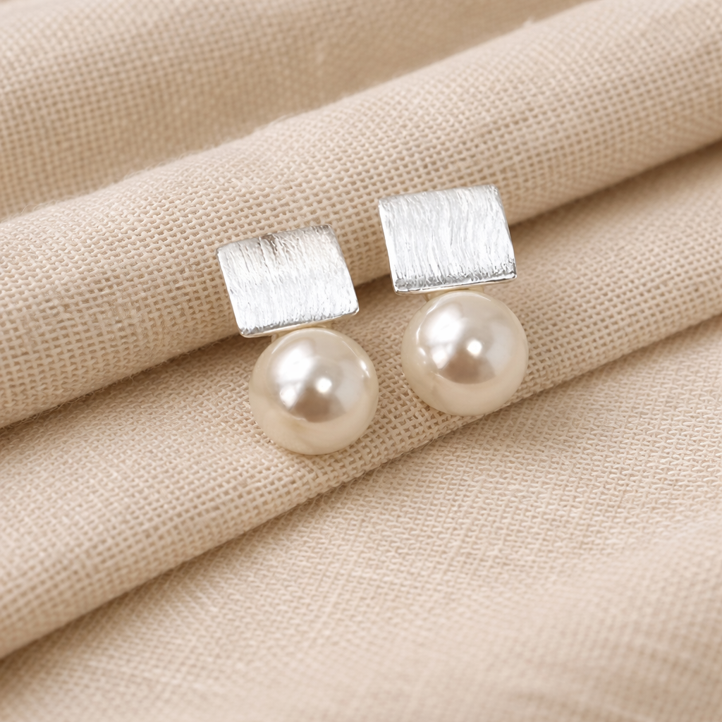 Pearl Square Øreringer – 925 Sølv