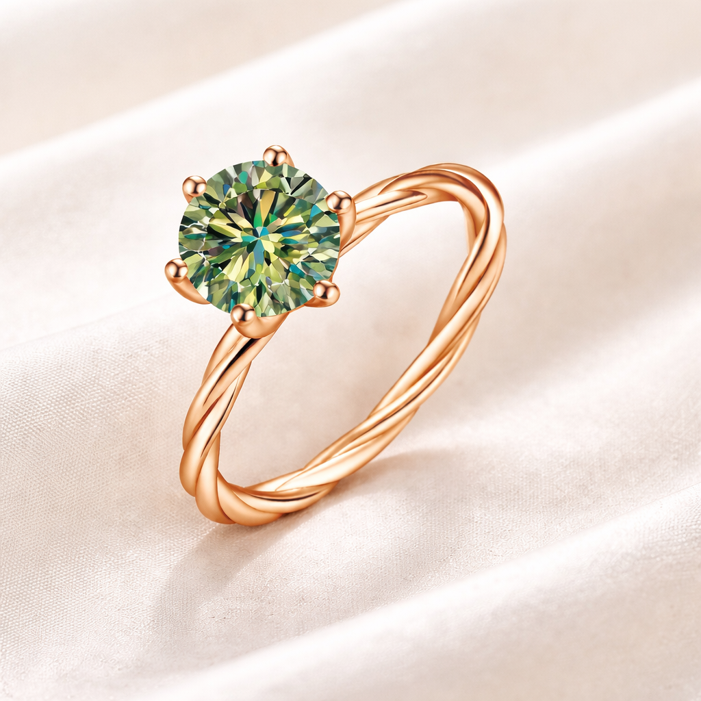 Aurora Moissanite Ring i Sølv med 18k Roségullbelegg