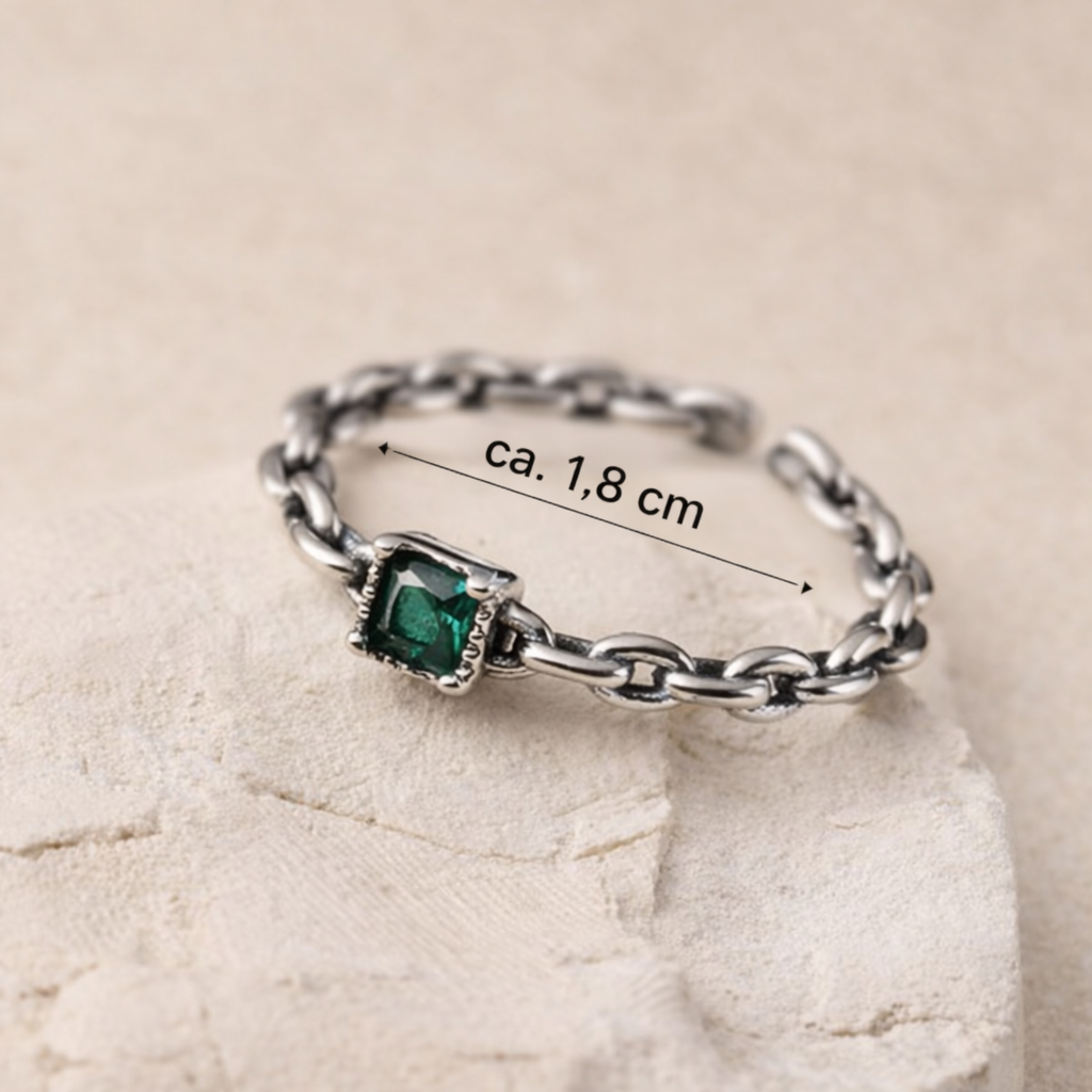 Smaragd Ring i 925 Sølv – Grønn Zirkonia | GlitzGlow