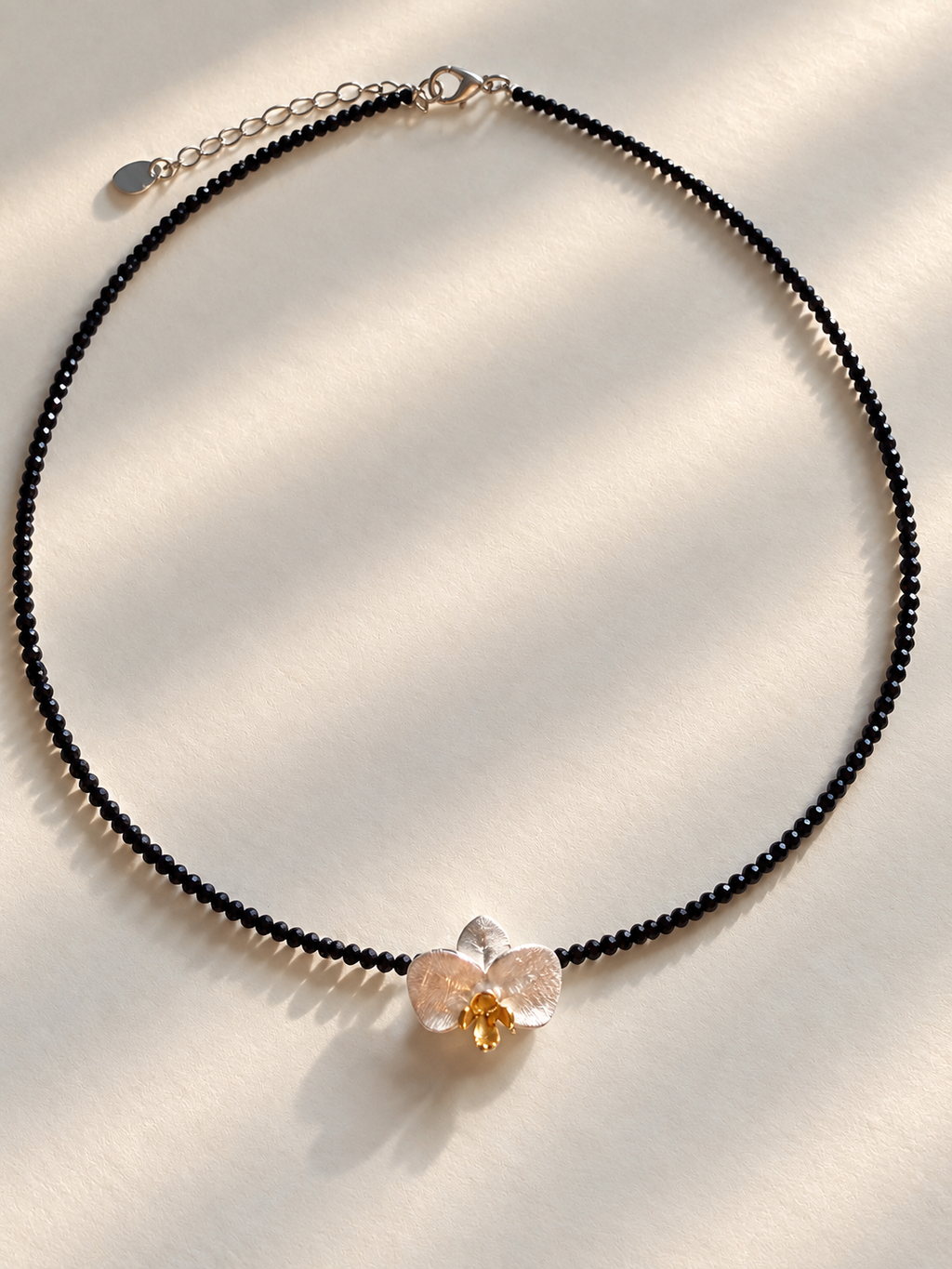 ORKIDÉ Choker med Obsidian | 925 Sølv | GlitzGlow