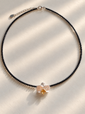 ORKIDÉ Choker med Obsidian | 925 Sølv | GlitzGlow