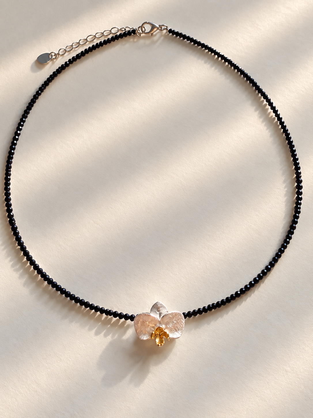 ORKIDÉ Choker med Obsidian | 925 Sølv | GlitzGlow
