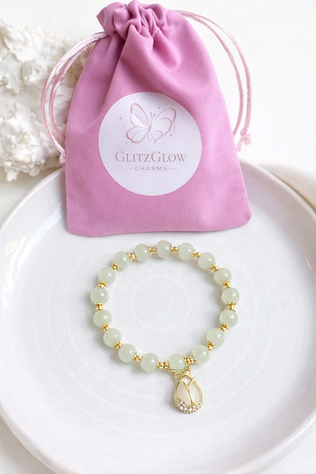 Jade Armbånd Med Krystallanheng