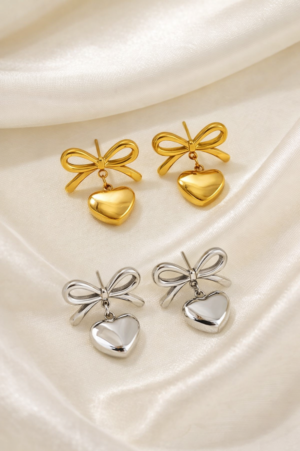💛🤍 Golden Heart Bow – Duo Edition | GlitzGlow