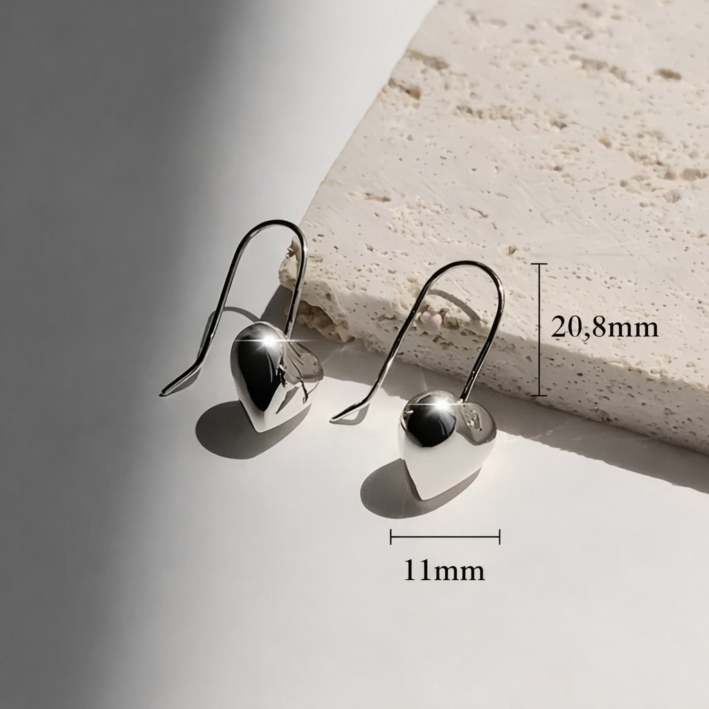 Hjerte Øredobber i Rustfritt Stål – Minimalistisk & Vannbestandig