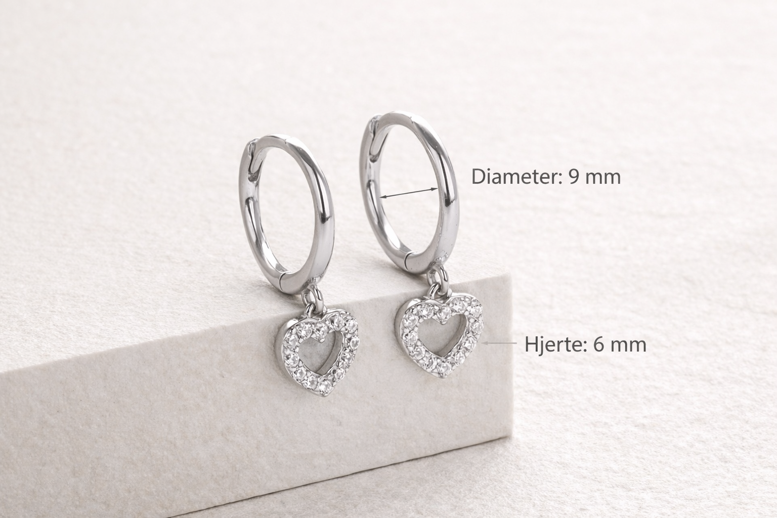 Hjerte Hoops – 925 Sølv