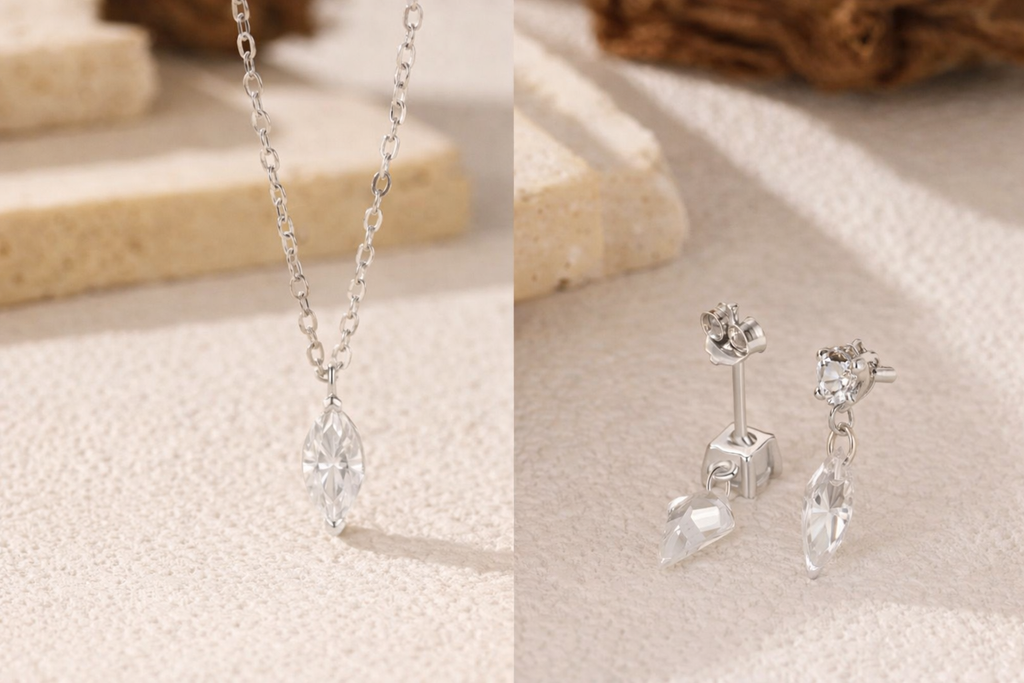 Crystal Drop Sett – 925 Sterlingsølv