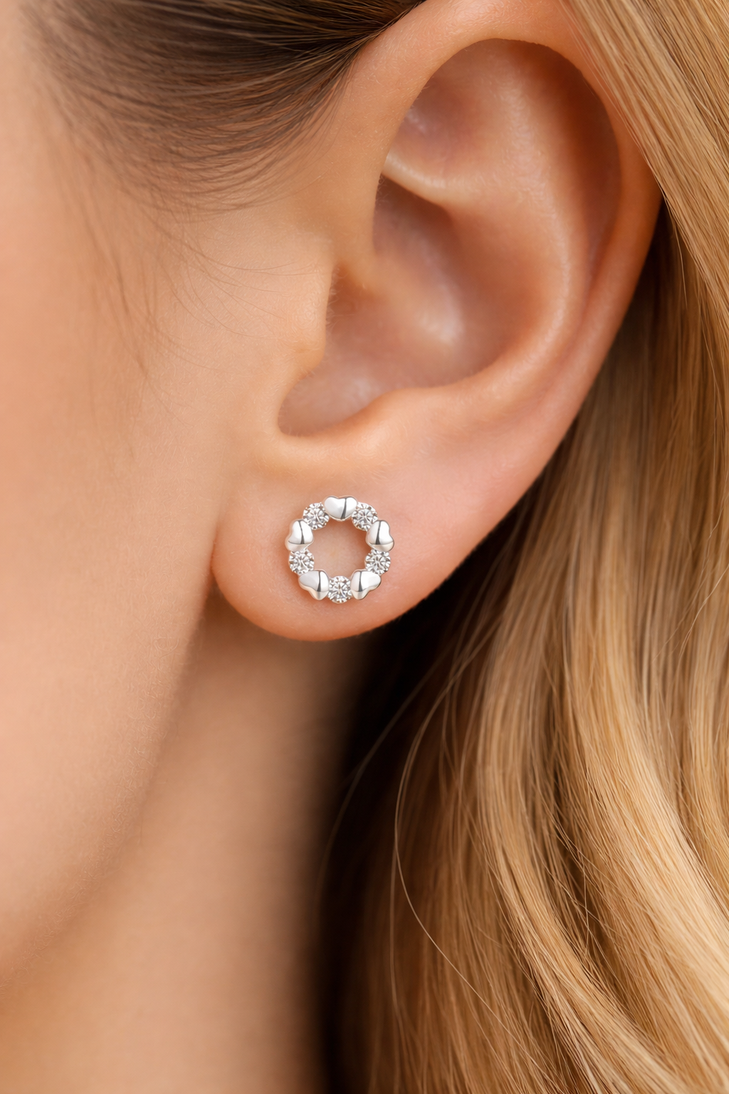 Hjerte Sirkel Øredobber 8mm – 925 Sterlingsølv