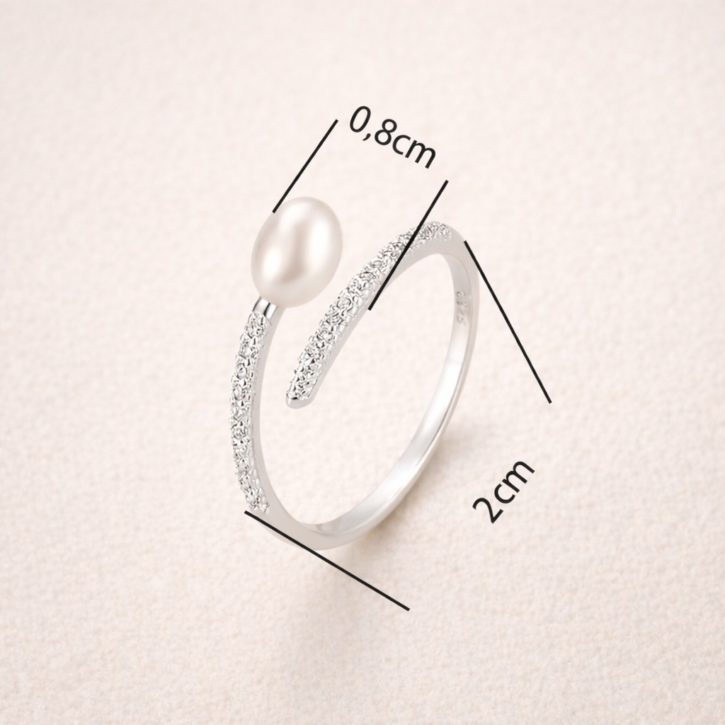 Åpen ring med ferskvannsperle – 925 sølv