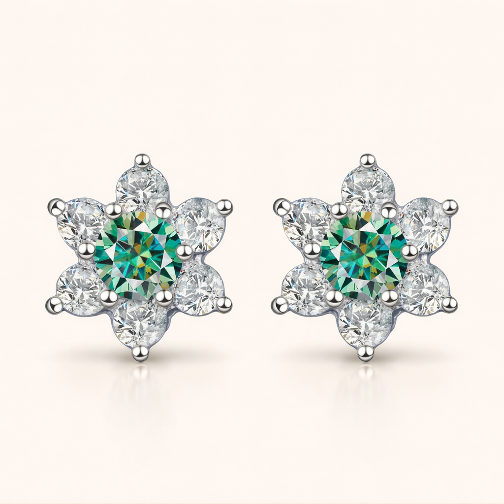 Blomster Øredobber Med Moissanitt