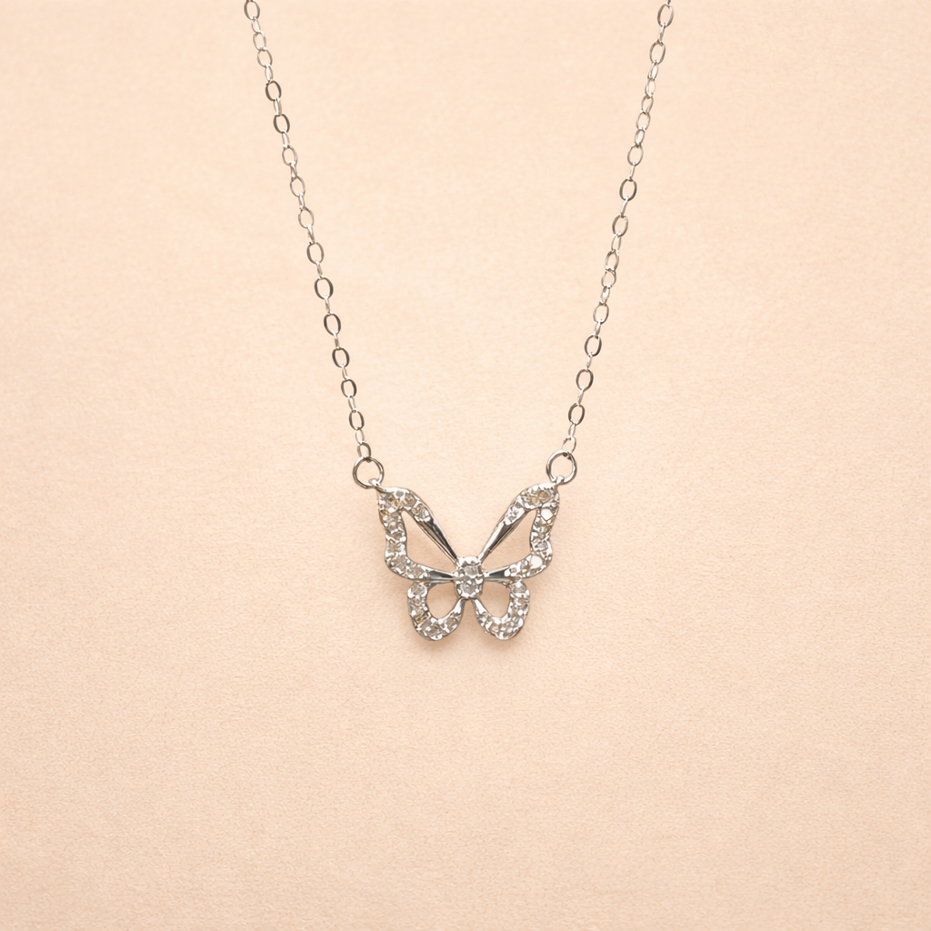 Sommerfugl Halskjede i Ekte Sølv 925