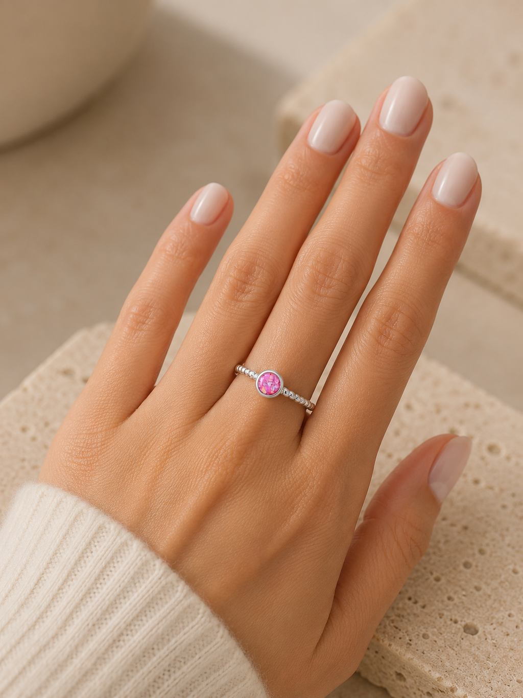 Ada Ring i 925 Sterling Sølv med Personlig Minnecabochon ✨