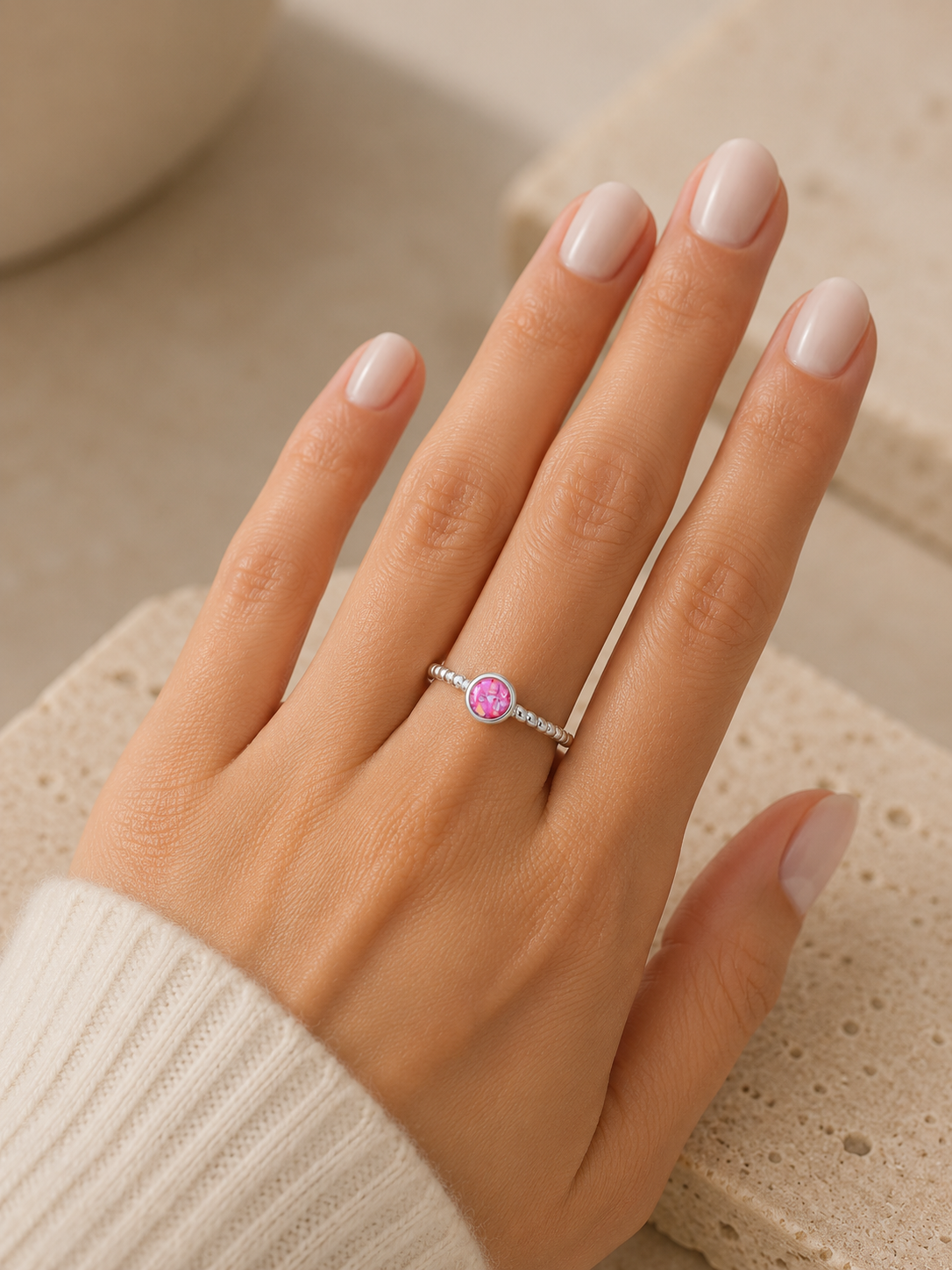 Ada Ring i 925 Sterling Sølv med Personlig Minnecabochon ✨