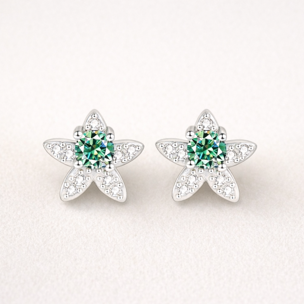 Star Moissanite Studs – Akvamarin