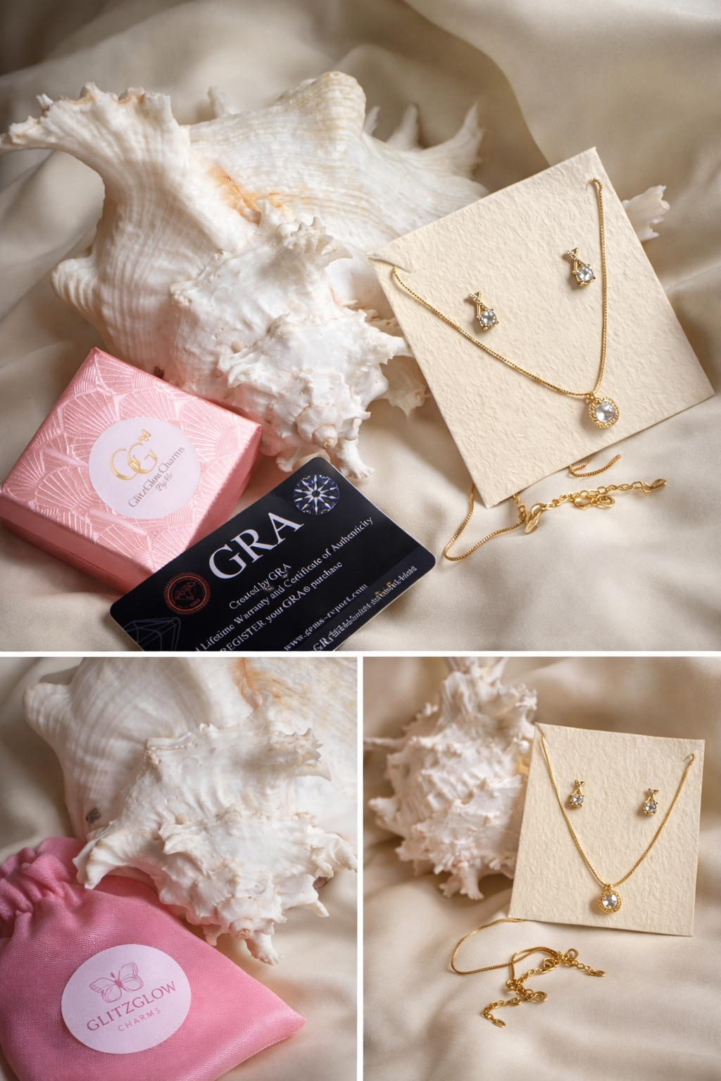 Aurora Halo-Smykkesett i sølv med gullbelegg