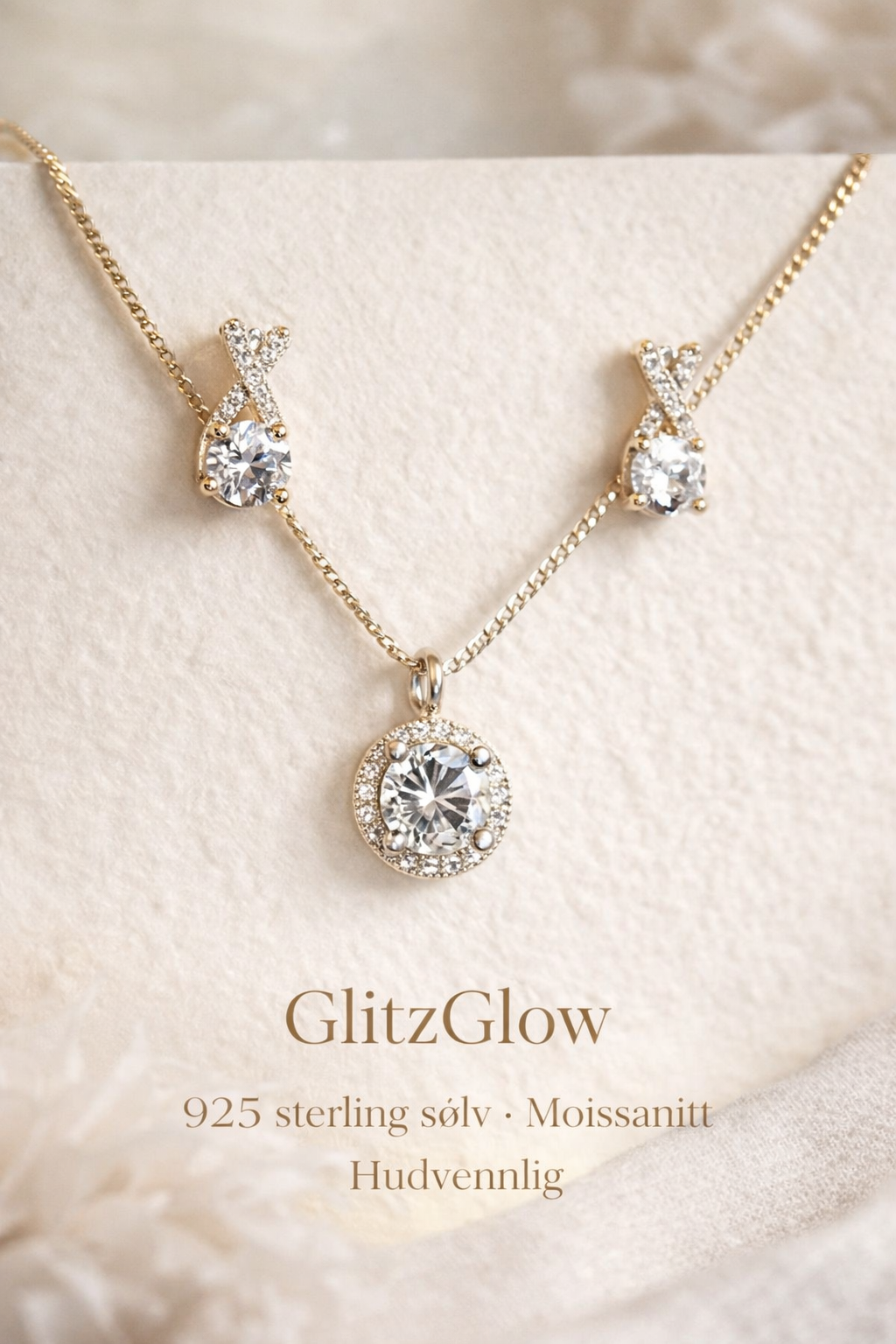 Aurora Halo-Smykkesett i sølv med gullbelegg