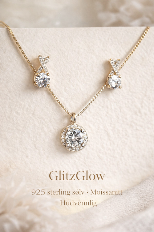 Aurora Halo-Smykkesett i sølv med gullbelegg