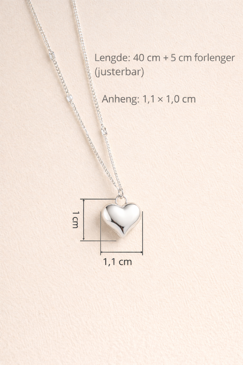 Hjerte Halskjede – 925 Sølv
