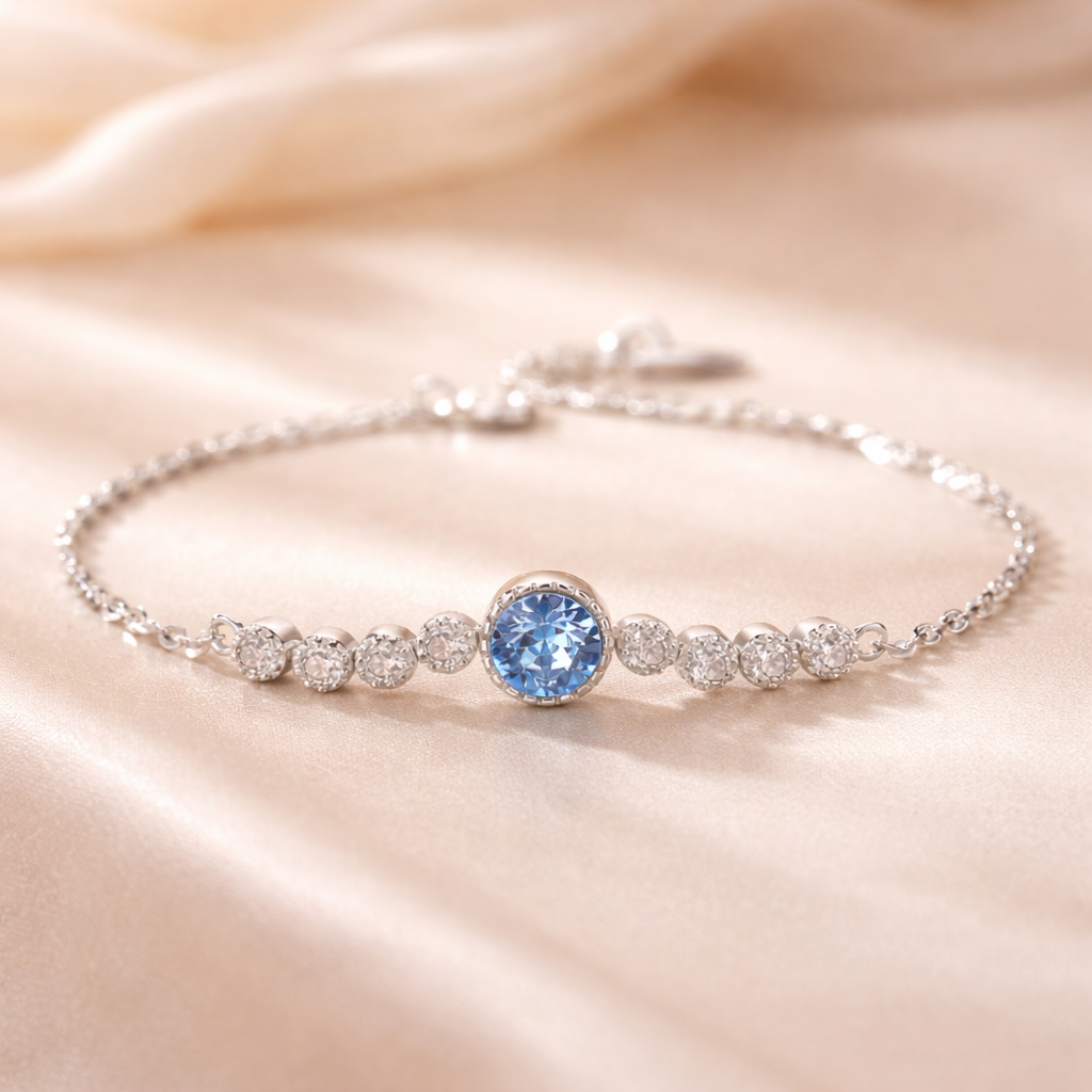 Blå Radiance Armbånd – 925 Sølv