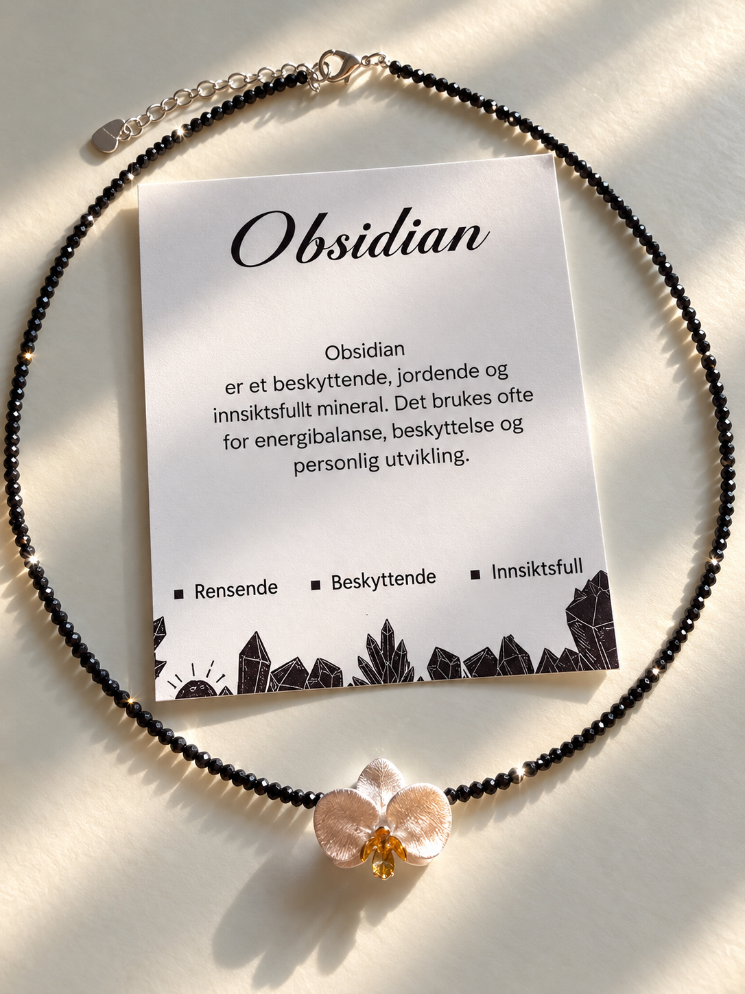ORKIDÉ Choker med Obsidian | 925 Sølv | GlitzGlow