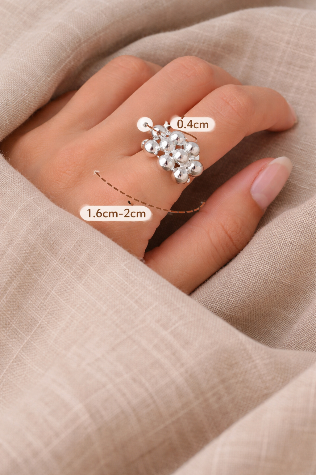 Justerbar ring i 925 sølv – Elegant bobledesign | Hypoallergenisk & stilren
