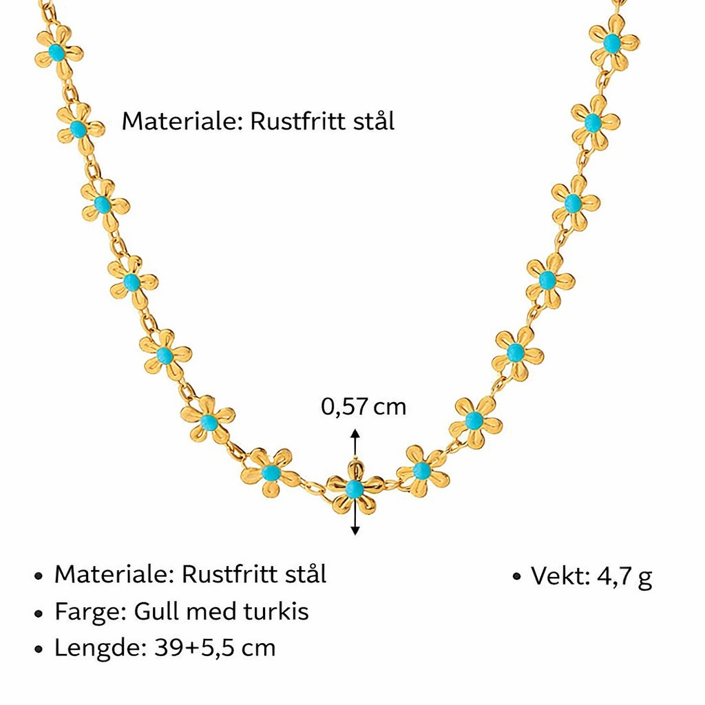 Daisy Gold Set – Halskjede og armbånd i gullbelagt rustfritt stål