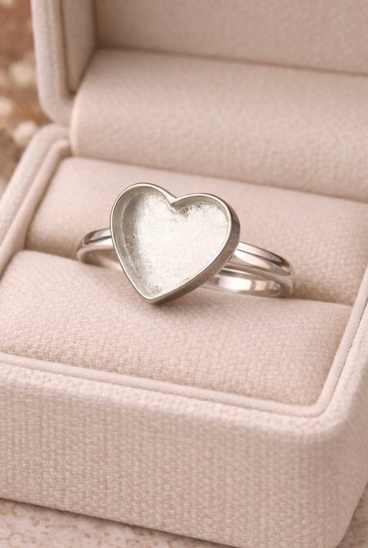 Bella Heart Ring i ekte sølv – justerbar minnering med personlig innhold