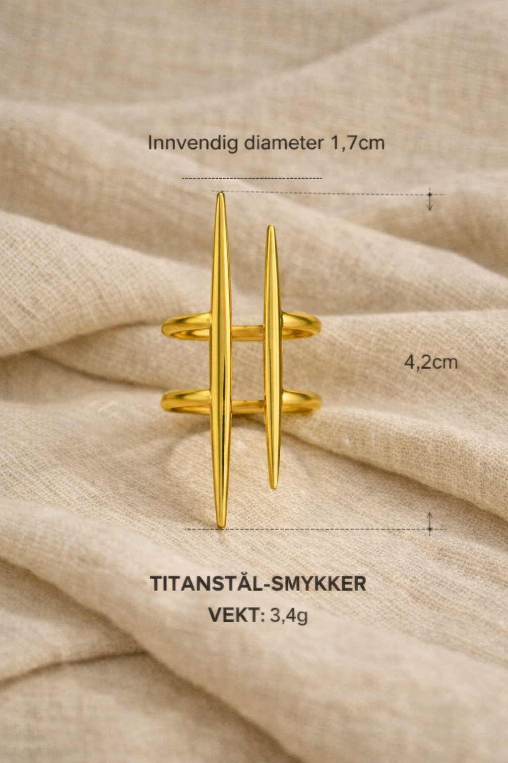 Åpen Ring i Titanstål – Gullfarget Justerbar Ring | GlitzGlow