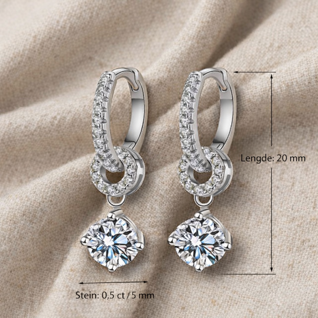 Moissanite Øredobber 0.5 ct – 925 Sterling Sølv – GRA Sertifikat