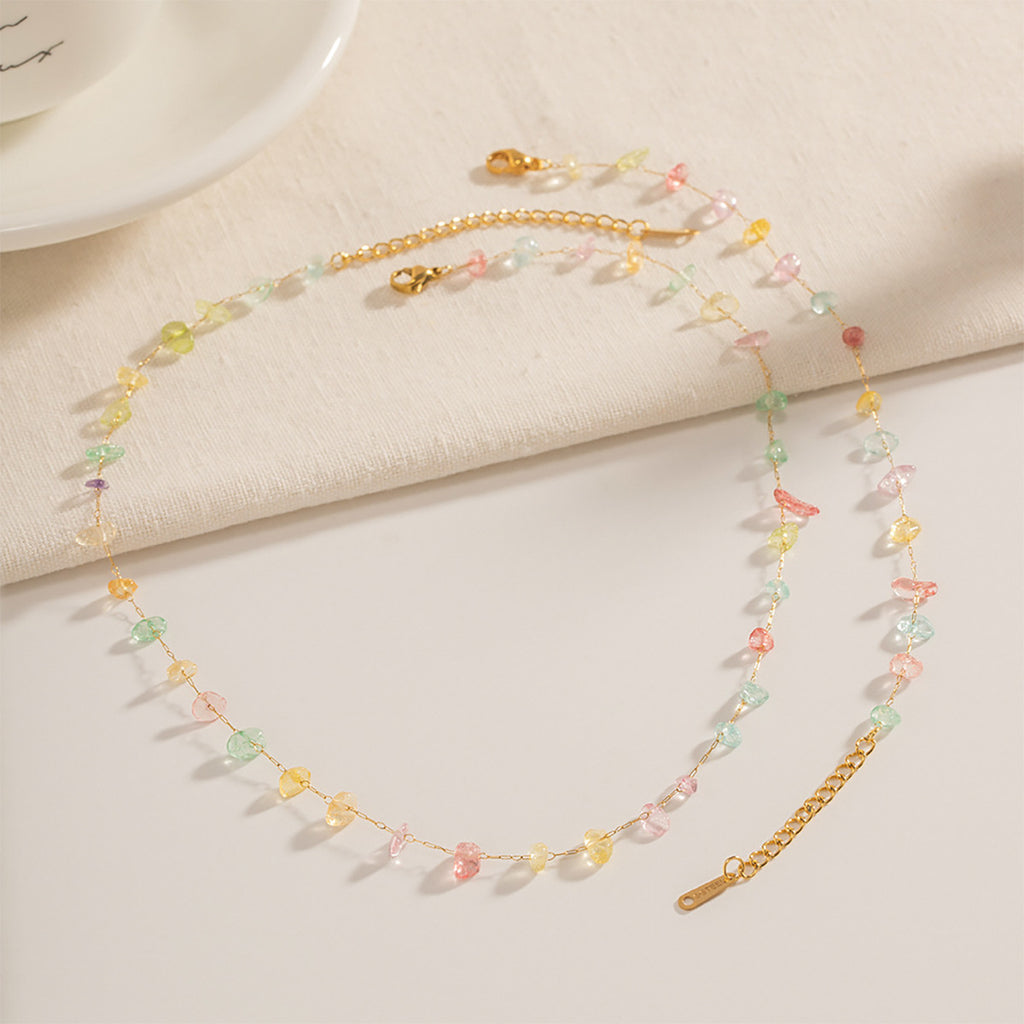 🌈 Pastel Glow Signature Smykkesett – Fargerikt halskjede og armbånd