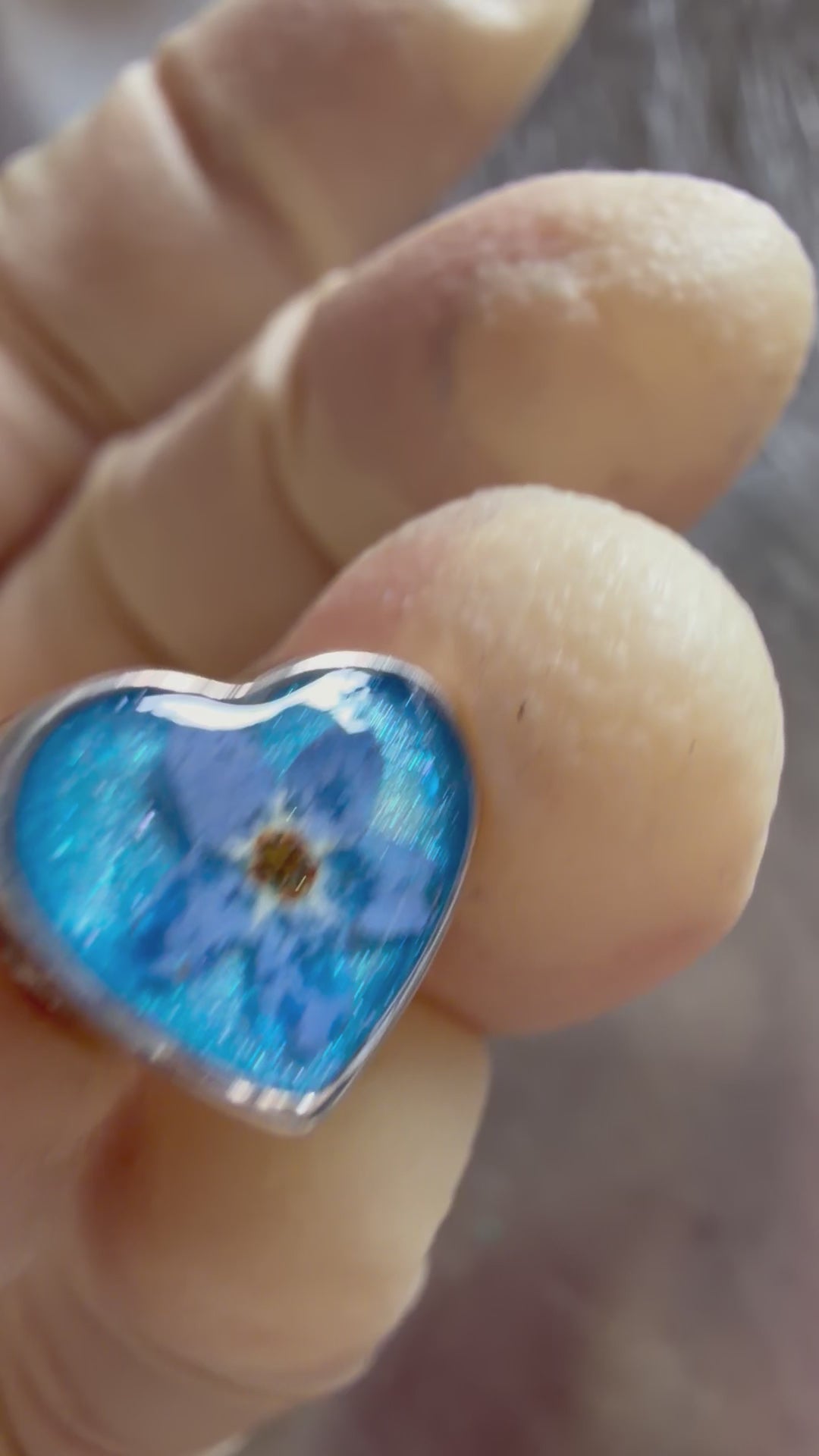 Himmelhjerte – Forglemmegei Minnesmykke i 925 Sølv | Ekte Bevart Blomst | Charm til Pandora-armbånd