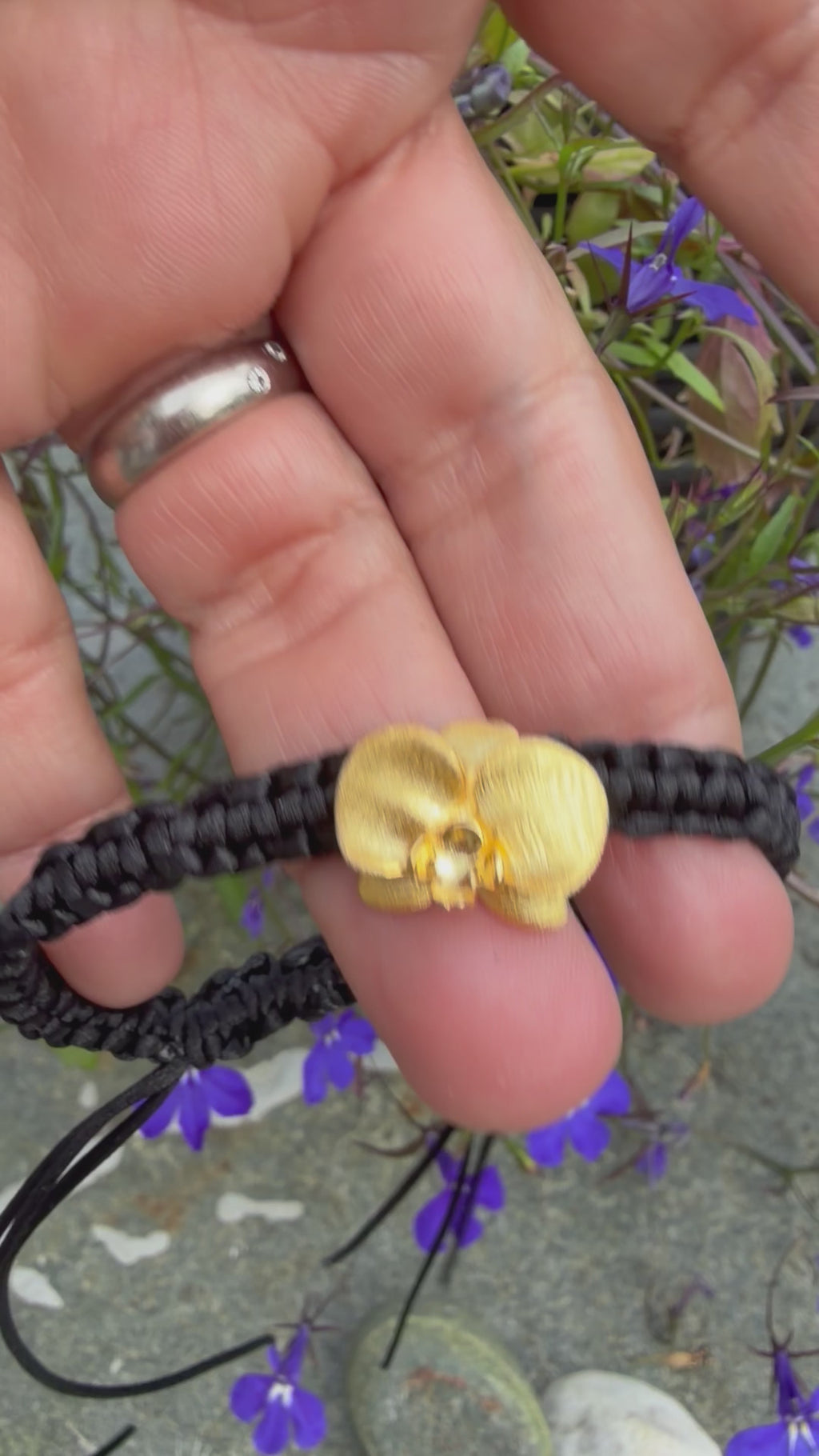 ORKIDÉ Armbånd – 925 Sølv med 18K Gull | Makramé | GlitzGlow