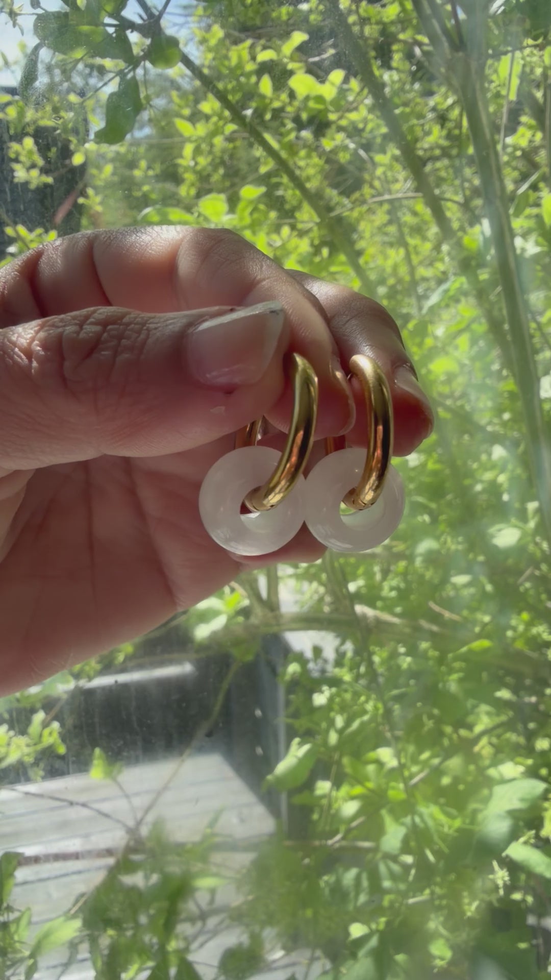 Øredobber med Naturlig Rosenkvarts og Rustfritt Stål