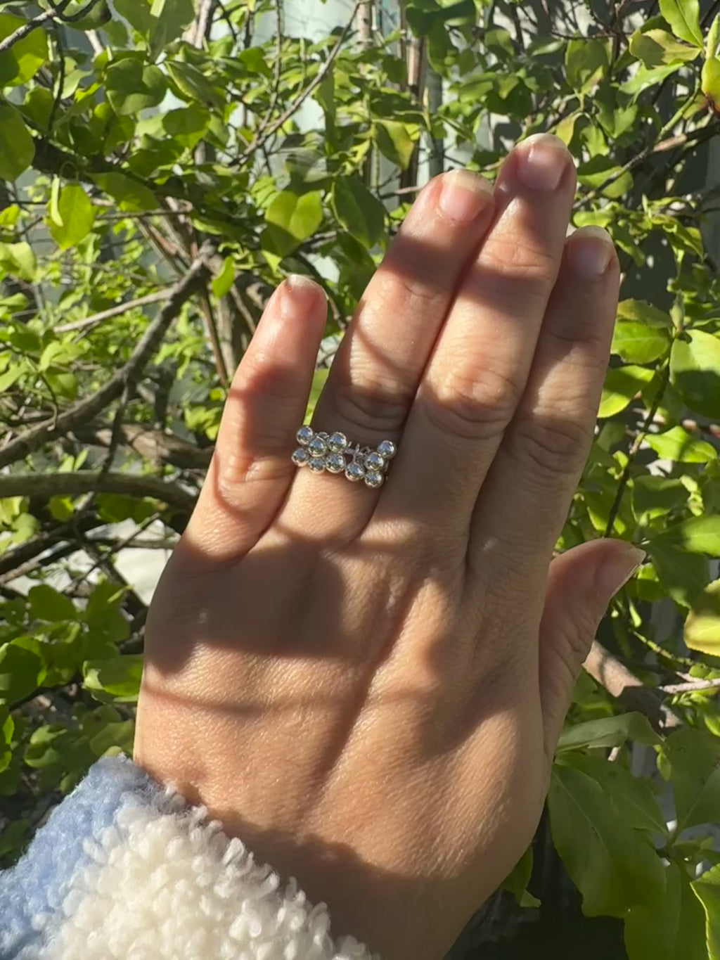 Justerbar ring i 925 sølv – Elegant bobledesign | Hypoallergenisk & stilren