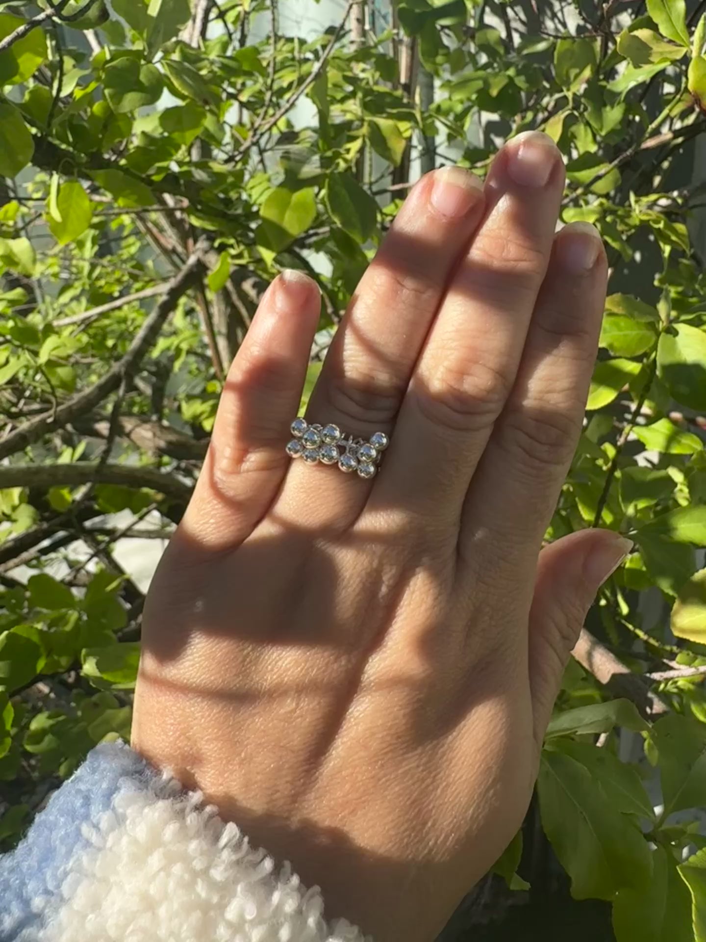 Justerbar ring i 925 sølv – Elegant bobledesign | Hypoallergenisk & stilren
