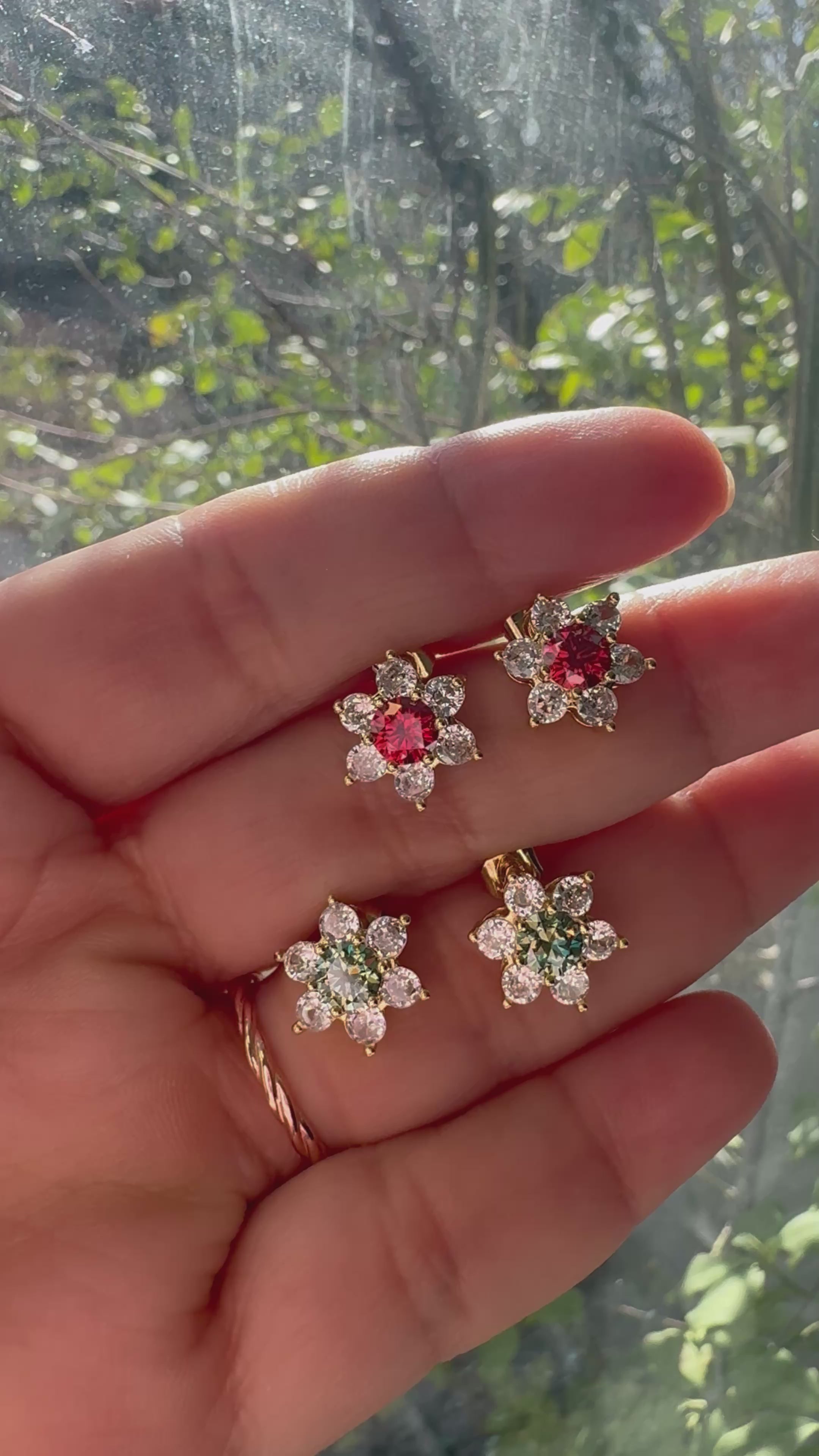Blomster Øredobber Med Moissanitt