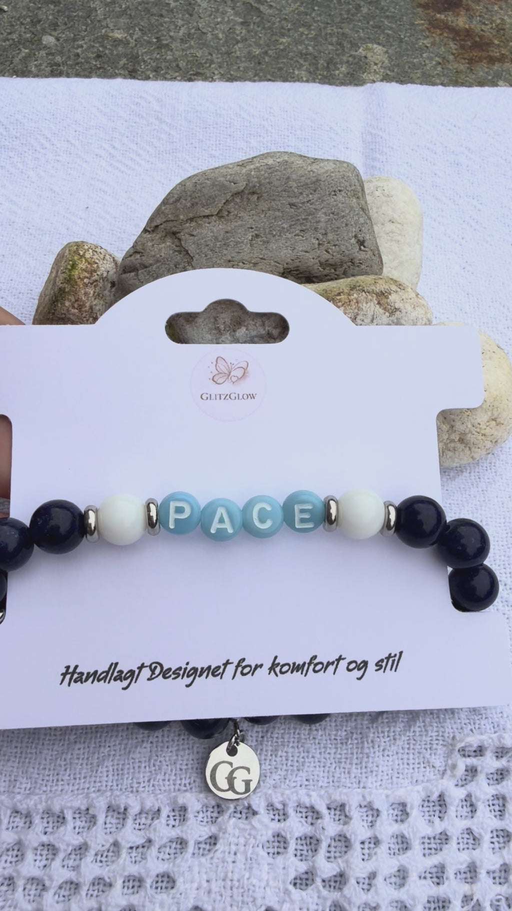 PACE – Håndlaget armbånd til mann 🤍💙