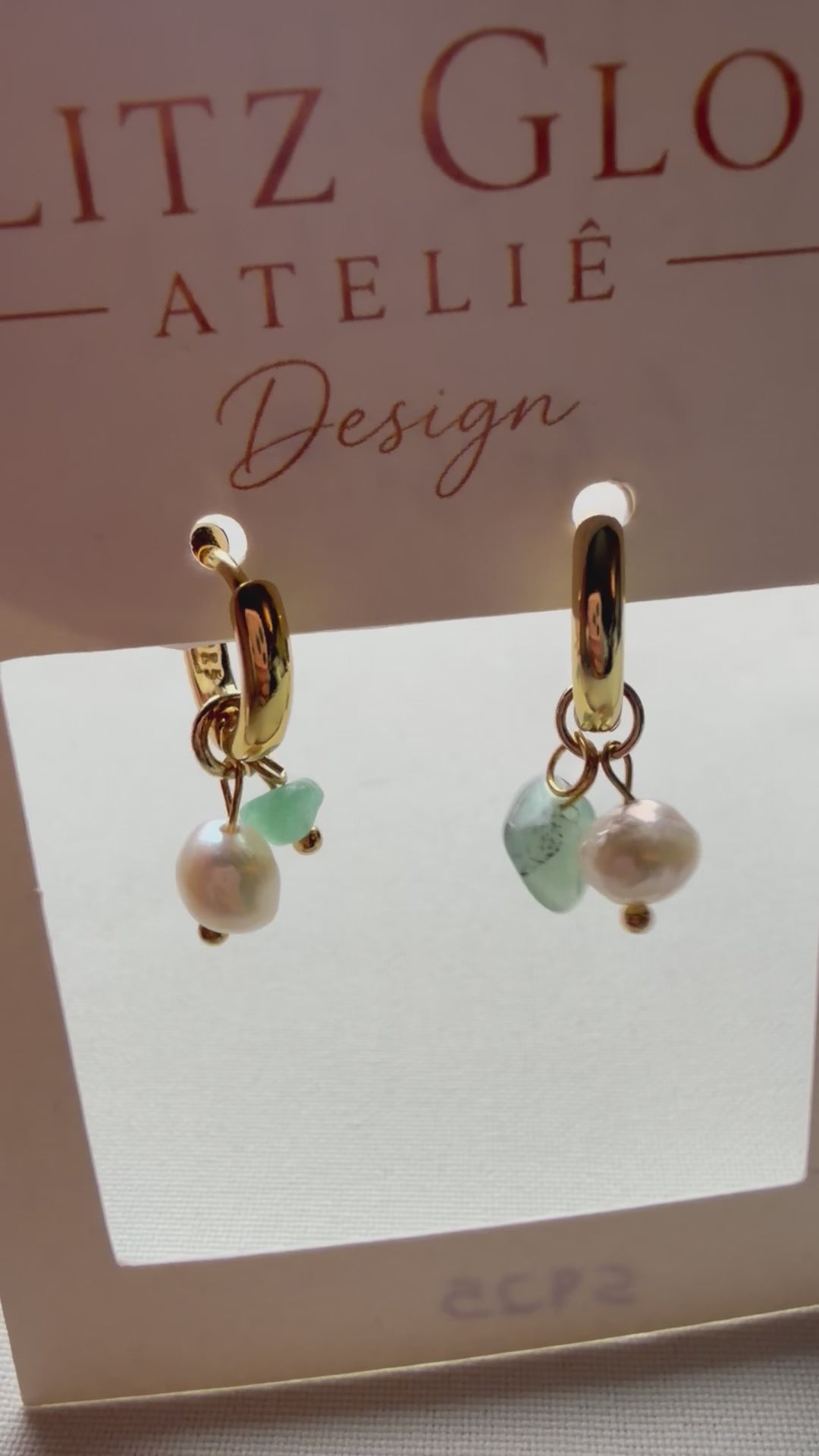 Prehnitt & Ferskvannsperle Hoops – 18K Gullbelagt 925 Sølv